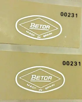 44-00231 BETOR Spain Sticker Ossa Front End Forks Puch Maico