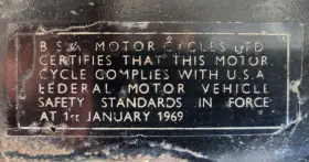 44-00243 BSA Motorcycles Certifies Die Frame Sticker A65 A50