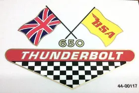 60-834 BSA Thunderbolt Crossed Flags Cover Panel Sticker 650