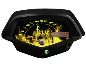 FLAMES-YELLOW-2023 FURY FACEPLATES Speedometer Faceplate Abs