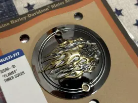 32590-98 HARLEY Flames Vertical Timer Cover Evo #3