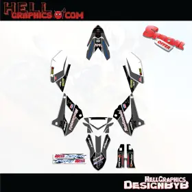 134-RTGR HELL GRAPHICS Decals Stickers Kit KLX300SM Klx