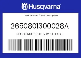 2650801300028A HUSQVARNA Rear Fender Decal