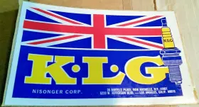 44-00274 KLG Spark Plug Union Jack Flag Nisonger Sticker