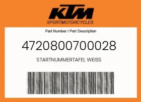 4720800700028 KTM Startnummertafel Weiss