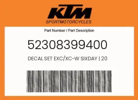 52308399400 KTM Decal Set Sixday Xc 52308399400 KTM Decal Set Sixday Xc
