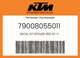 79008055011 KTM Decal Spoiler Kit Xc 450
