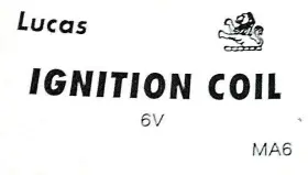 44-00339 LUCAS Lion Volt Ignition Coil Sticker Norton Enfield