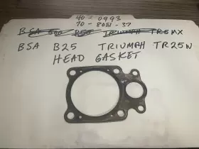 40-0993 TRIUMPH Cylinder Head Gasket B25 Bsa