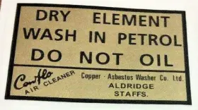 44-00335 TRIUMPH Wash Oil Sticker Air Filter 650 Element