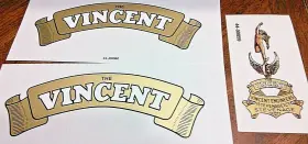 44-00059-1 VINCENT Scroll Gas Tank Sticker Set Enclosed