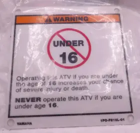 1P0-F816L-01 YAMAHA Warning Label Age YZF-R1 R6 FZ1 FZ8 FZ6