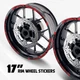 Red 17'' Rim Wheel Sticker Decal Strip Tape W01B For Kawasaki Ninja 300 EX300