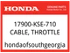 Honda OEM Part 17900-KSE-710 CABLE, THROTTLE