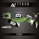 Attack Graphics Custom Fury Complete Bike Graphics Kit For Kawasaki KX450F 2015