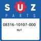 08316-10107-000 Suzuki Nut 0831610107000, New Genuine OEM Part