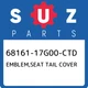 68161-17G00-CTD Suzuki Emblem,seat tail cover 6816117G00CTD, New Genuine OEM Par