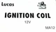 Lucas lion 12 volt ignition coil sticker pair Norton Triumph BSA Enfield AJS