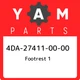 4DA-27411-00-00 Yamaha Footrest 1 4DA274110000, New Genuine OEM Part