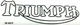 Triumph 2 x 6" white with black edge die cut vinyl gas petrol tank sticker each