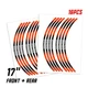 Orange RUSH1 Wheel Sticker 17 inch Rim For Honda CB650F 14 15 16 17 18 19 20