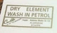 DRY ELEMENT WASH IN PETROL gold air filter sticker Triumph T120 T100 1968-74