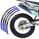 Blue 21in 18in Front Rear Rim Wheel Sticker Decals For Kawasaki KLX MX Dirt Bike