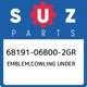 68191-06B00-2GR Suzuki Emblem,cowling under 6819106B002GR, New Genuine OEM Part
