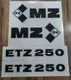 MZ ETZ 250 STIKER JUEGO DE CALCOMANIA NEGRAS COMO LAS ORIGINALES MADE IN GERMANY
