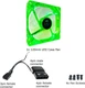 APEVIA CF12SL-UGN 120mm 4pin Molex + 3pin Motherboard Silent Green LED Case Fan