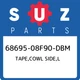 68695-08F90-DBM Suzuki Tape,cowl side,l 6869508F90DBM, New Genuine OEM Part