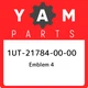 1UT-21784-00-00 Yamaha Emblem 4 1UT217840000, New Genuine OEM Part