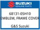 Suzuki OEM Part 68131-05H10 EMBLEM, FRAME COVER