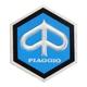 RMS emblem "Piaggio" hexagonal cascade aluminium 26x30mm for Vespa 50 90 100 SS ET3