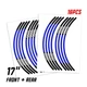 Blue LINE 17 inch Edge Rim Sticker For Yamaha FJ09 MT-09 Tracer 18 19 20