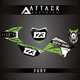 Attack Graphics Fury Complete Bike Graphics Kit For Kawasaki KLX110 2018