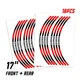 R01B For 2014-2018 Honda CBR650F Red Removaeble Wheel Sticker 17 16 15