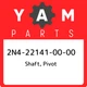 2N4-22141-00-00 Yamaha Shaft, pivot 2N4221410000, New Genuine OEM Part