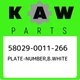 58029-0011-266 Kawasaki Plate-number,b.white 580290011266, New Genuine OEM Part