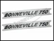TRIUMPH 750 BONNEVILLE SIDEPANEL STICKERS (2) BLACK LETTER ON SILVER PN# 60-7054