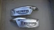 original J Fray Triumph Late Fuel Petrol Tank Badges T120 etc 82-9700 82-9701